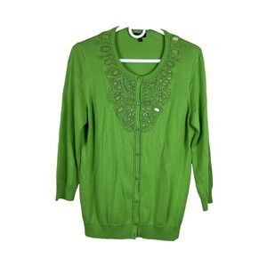 Talbots Green Embellished Cardigan